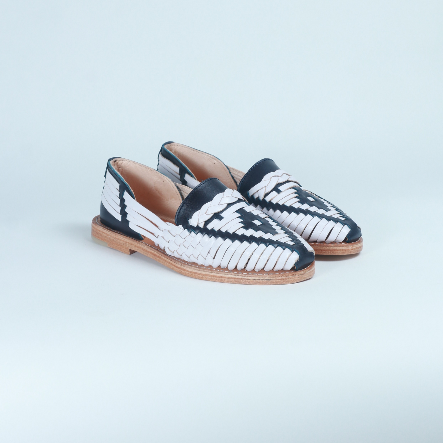 Navy and White Leather Isabel Loafer