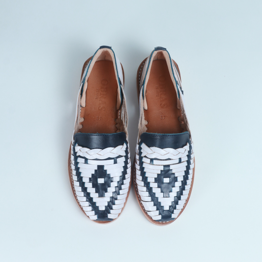 Navy and White Leather Isabel Loafer